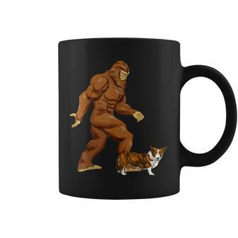 Funny Bigfoot Walking Cardigan Welsh Corgi Sasquatch Dog Coffee Mug - Seseable