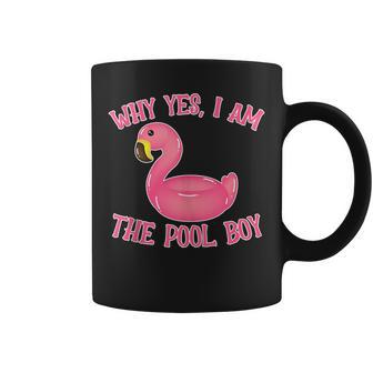 Funny Bird Why Yes Am The Pools Boy Flamingo Swimming Coffee Mug - Seseable