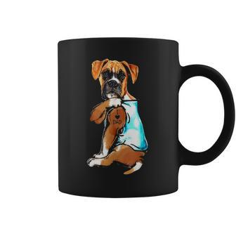 Funny Boxer Dog I Love Dad Tattoo Boxer Lover Gift Coffee Mug - Seseable