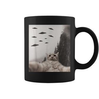 Funny Cat Selfie With Ufos Alien Coffee Mug - Thegiftio UK