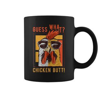 Funny Dad Siblings Friends Humor Guess What Chicken Butt Coffee Mug | Mazezy