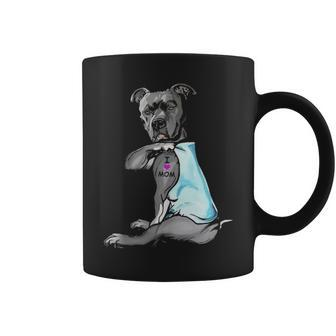 Funny Dog Pitbull I Love Mom Tattoo Gift V3 Coffee Mug - Seseable