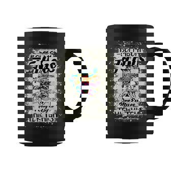 Funny F-Bomb Mom With Tattoos Pretty Eyes And Thick Thighs Coffee Mug - Seseable
