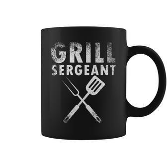Funny Fathers Day Gift Grill Sergeant Grilling Dad Vintage V2 Coffee Mug - Seseable