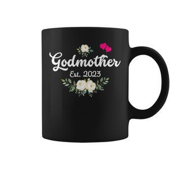 Funny Godmother Est 2023 Heart Floral Godmother Mothers Day Coffee Mug - Thegiftio
