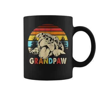Funny Grandpaw Retro Vintage Pitbull Lovers Grandparents Day Coffee Mug - Seseable