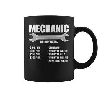 Funny Hourly Rates Mechanic Coffee Mug | Mazezy