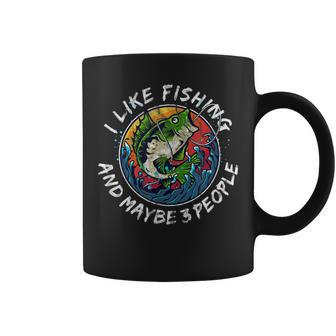Funny I Like Fishing And Maybe 3 People Retro Graphic Coffee Mug - Seseable