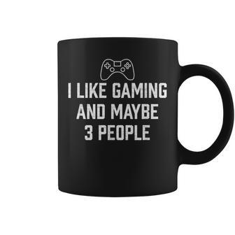 Funny I Like Gaming And Maybe 3 People Retro Distressed Coffee Mug - Seseable