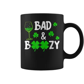 Funny Irish Saint St Patricks Day Bad And Boozy Coffee Mug - Seseable