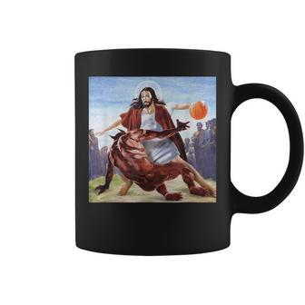 Funny Jesus Bible Crossing Up The Devil Christian Coffee Mug | Mazezy