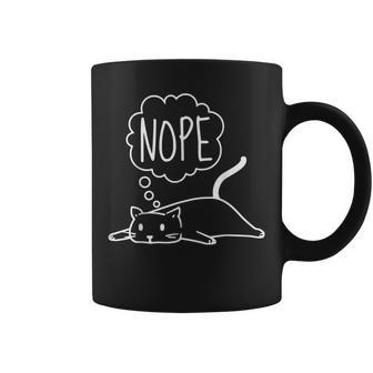 Funny Lazy Bored Cat For Cat Mom Cat Dad Cat Lover No Meme Coffee Mug | Mazezy