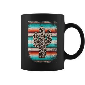 Funny Leopard Cactus Serape Cactus Print Turquoise Coffee Mug | Mazezy