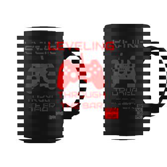 Funny Leveling Through The Bar Grooms Squad Bachelor Retro Coffee Mug | Mazezy