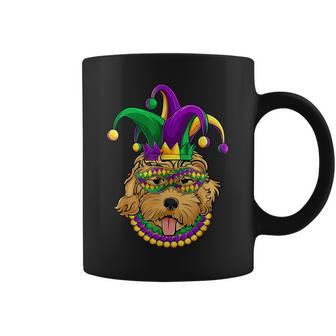 Funny Mardi Gras Dog Apparel Golden Doodle Dog Mom Dad Coffee Mug | Mazezy DE