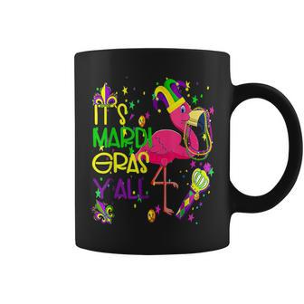 Funny Mardi Gras Flamingo Mardi Gras Yall Beads Mask Gifts Coffee Mug - Seseable