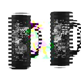 Funny Mardi Gras T Rex Dinosaurs Mardi Grawr Bead Mask Coffee Mug - Seseable