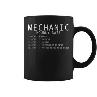Funny Mechanic Car Garage Hourly Rate Gift Coffee Mug | Mazezy