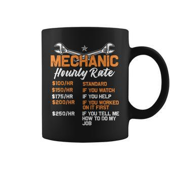 Funny Mechanic Hourly Rate Labor Rates Car Gift Worker Coffee Mug | Mazezy