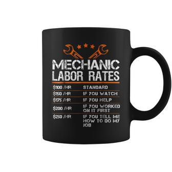 Funny Mechanic Labor Rates Men Gift Hourly Rate Coffee Mug | Mazezy
