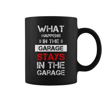 Funny Mechanic Saying What Happens In The Garage Stays Coffee Mug - Seseable