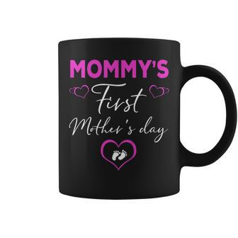 Funny Mommys First Mothers Day Heart Footprint Tee Coffee Mug | Mazezy