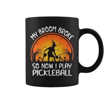 Funny My Broom Broke So Now I Play Pickleball Halloween Coffee Mug - Thegiftio UK