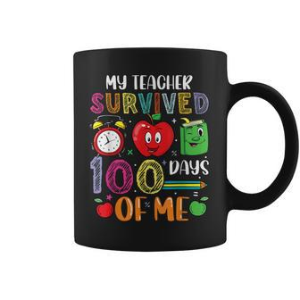 Funny My Teacher Survived 100 Days Of Me 100Th Day Of School Coffee Mug - Thegiftio UK
