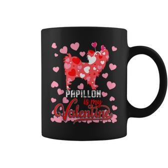Funny Papillon Is My Valentine Dog Lover Dad Mom Boy Girl Coffee Mug | Mazezy