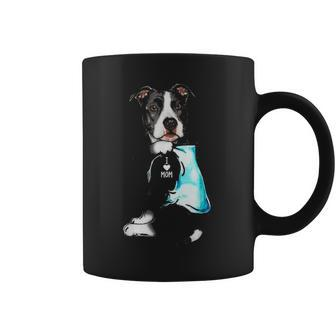 Funny Pit Bull Dog I Love Mom Tattoo Pit Bull Lover Gift Coffee Mug - Seseable