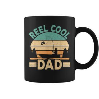 Funny Reel Cool Dad Fishing Fisherman Retro Fish Father Papa Coffee Mug | Mazezy