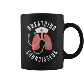 Funny Respiratory Therapist Breathing Connoisseur Scrub Top Coffee Mug | Mazezy