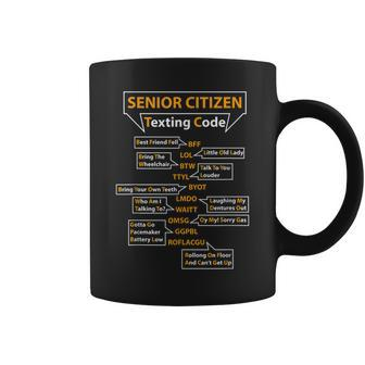 Funny Senior Citizens Texting Code Design Gift For Grandpa Coffee Mug | Mazezy