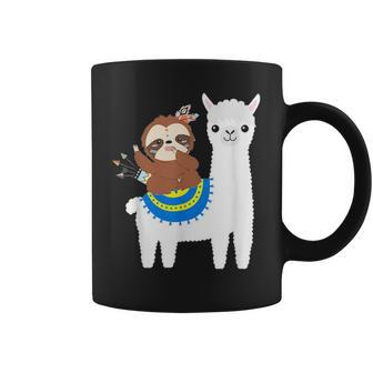 Funny Sloth Riding Llama Dad Mom Boy Girl Party Gift 4219 Coffee Mug - Seseable