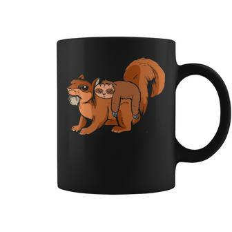 Funny Sloth Riding Squirrel Sloth Lover Gift Coffee Mug - Seseable