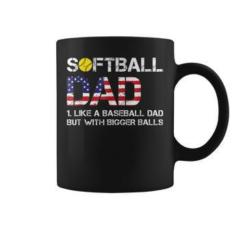 Funny Softball Dad Baseball Bigger Balls Usa Flag Gift For Mens Coffee Mug | Mazezy