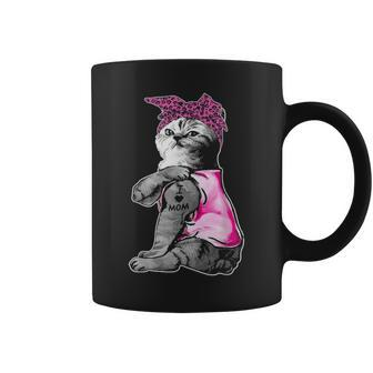 Funny Strong Cat I Love Mom Tattoo Cat Lover Mothers Day Coffee Mug - Seseable