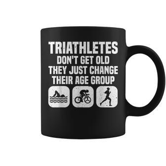 Funny Triathlon Design Men Women Triathletes Swim Bike Run Coffee Mug | Mazezy