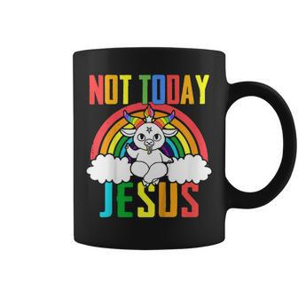 Funny Unicorn Vintage Not Today Jesus Satanic Unicorn Satan Coffee Mug | Mazezy