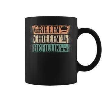 Funny Vintage Grill Dad - Grilling Chilling Refilling Coffee Mug - Seseable