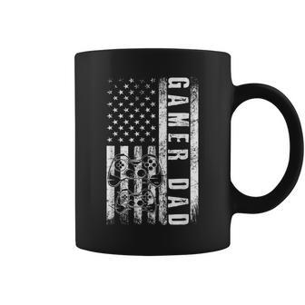 Gamer Dad American Flag Funny Video Gaming Fathers Day Coffee Mug | Mazezy