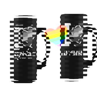 Gay Dads -I Love My 2 Dads With Rainbow Heart Coffee Mug - Thegiftio