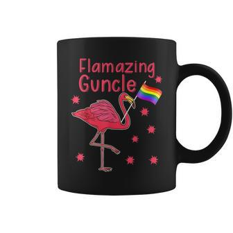 Gay Uncle Flamazing Guncle Flamingo Rainbow Pride Flag Gift Coffee Mug | Mazezy