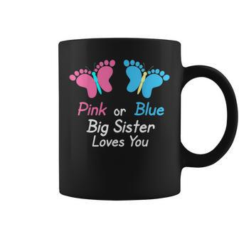 Gender Reveal Sister Pink Or Blue Butterflies Coffee Mug | Mazezy