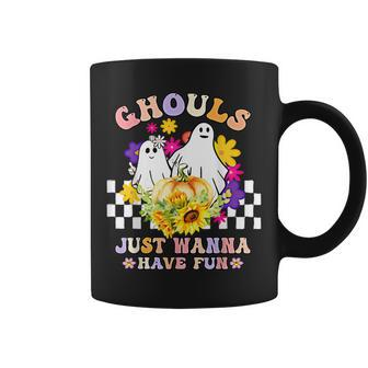 Ghouls Just Want To Have Fun Women Girls Floral Ghost Sketch Coffee Mug - Thegiftio UK