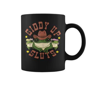 Giddy Up Sluts Funny Western Cowgirl Ranch Rodeo Frog Coffee Mug | Mazezy
