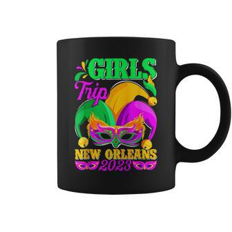 Girls Trip New Orleans 2023 Funny Jester Mask Mardi Gras Coffee Mug | Mazezy