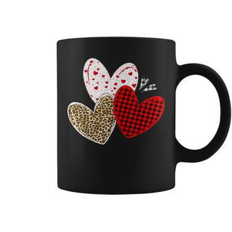 Girls Valentines Day Hearts Love Leopard Red Plaid Coffee Mug - Seseable
