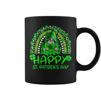 Gnome Holding Lucky Shamrock Rainbow Leopard St Patricks Day Coffee Mug - Seseable