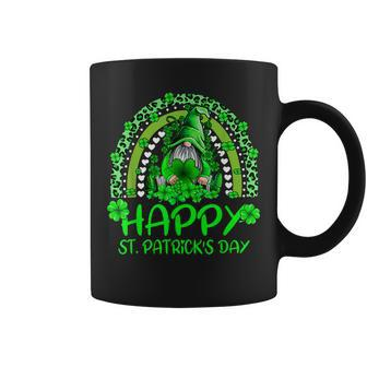 Gnome Holding Lucky Shamrock Rainbow Leopard St Patricks Day V2 Coffee Mug - Seseable